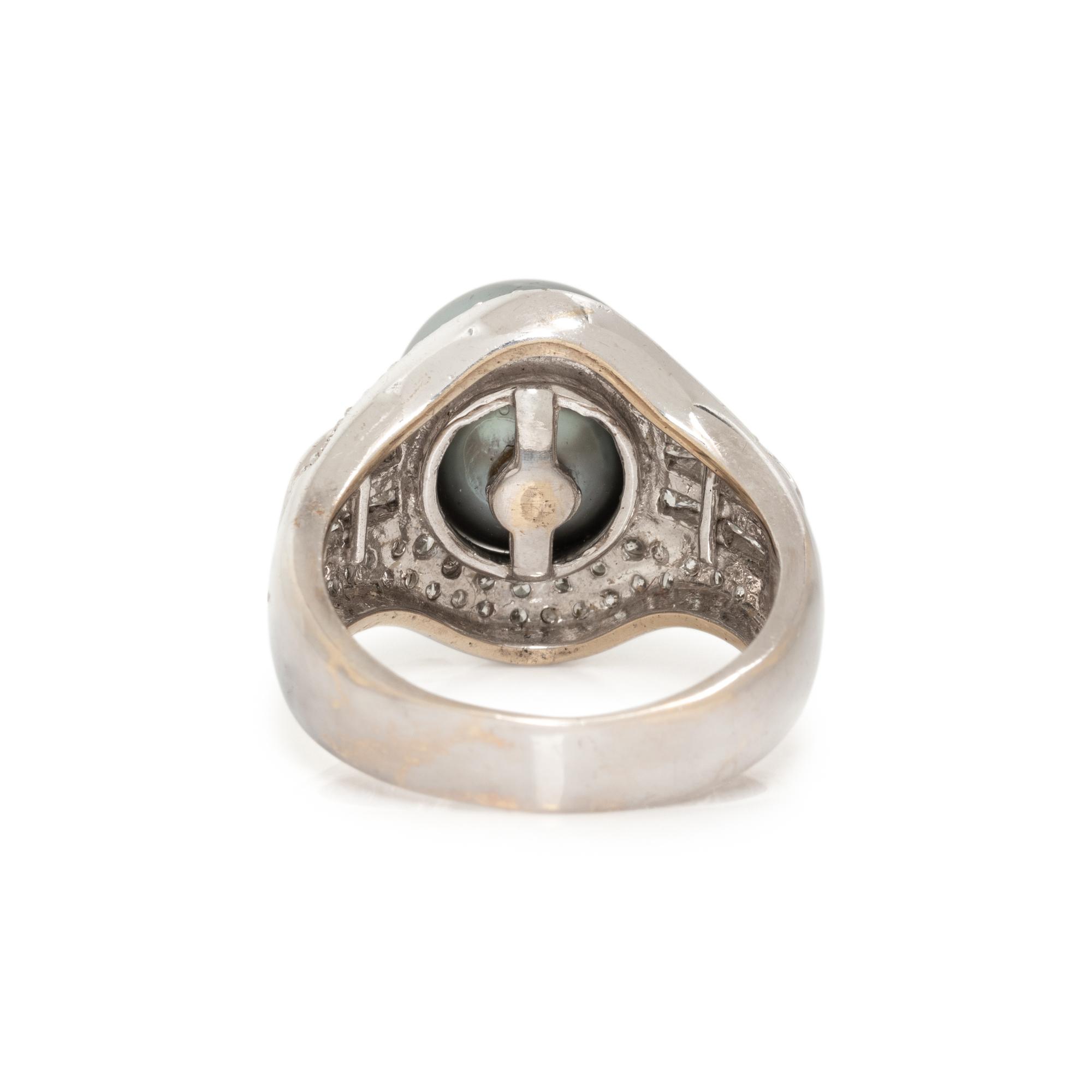 CULTURED TAHITIAN PEARL AND DIAMOND RING