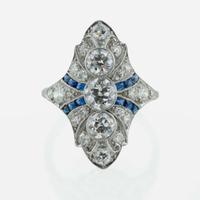 An Art Deco Diamond and Sapphire Ring