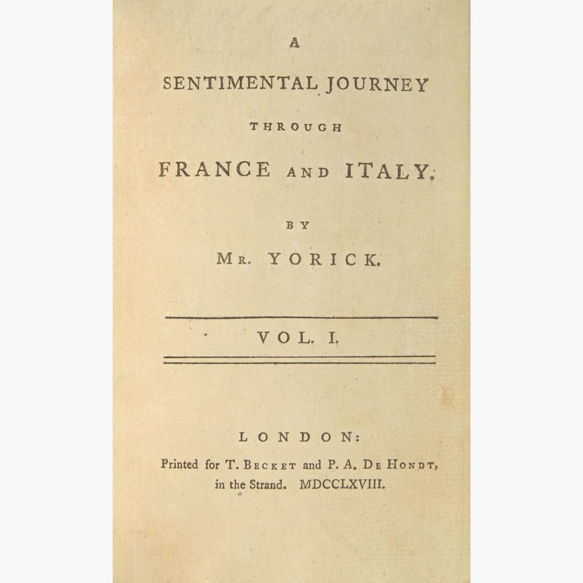 [Literature] (Sterne, Laurence) A Sentimental Journey Through France and Italy. By Mr. Yorick.
