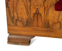 An Art Deco Style Burl Walnut Marble-Top Serving Cabinet