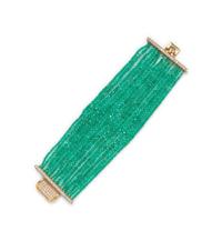 An 18 Karat Yellow Gold, Diamond and Multistrand Emerald Bead Bracelet, White,