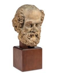 A Continental Terracotta Portrait Head of a Bearded Man
