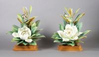 A Pair of Royal Worcester Dorothy Doughty Birds, Magnolia Warblers, Height 14 inches.