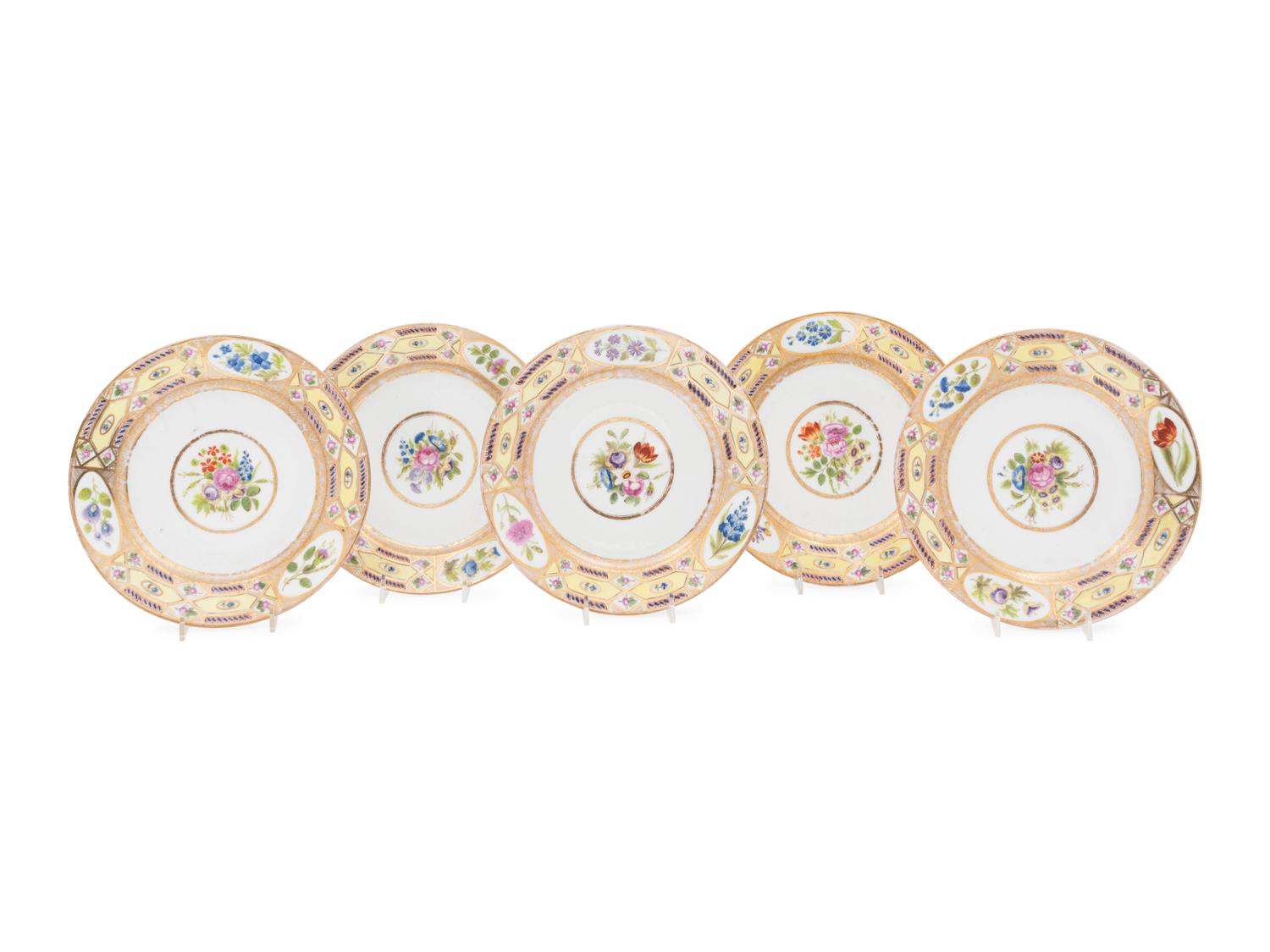 A Set of Five Coalport Church Gresley Porcelain Plates