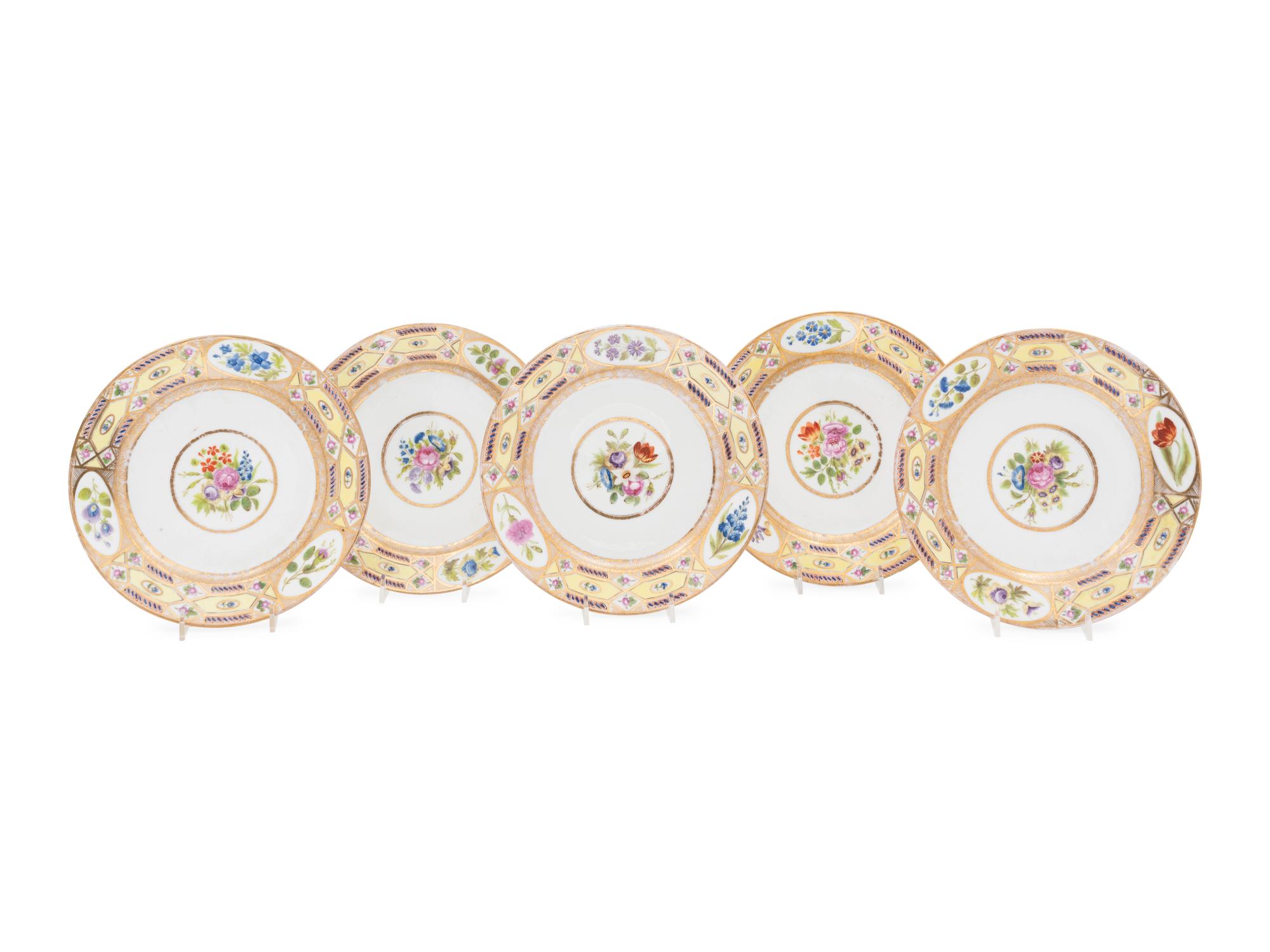 A Set of Five Coalport Church Gresley Porcelain Plates