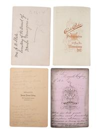 Cabinet cards featuring 19th-century writers, businessmen, and other notable personalities.