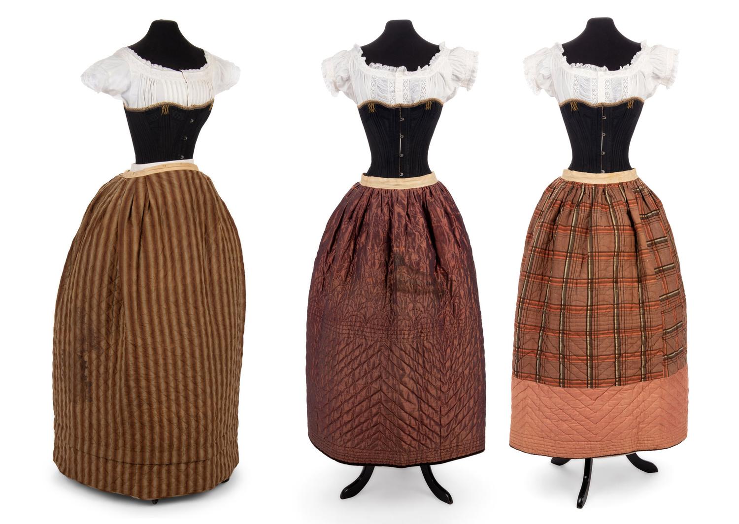 Two Quilted Silk Petticoats, 1840-50s