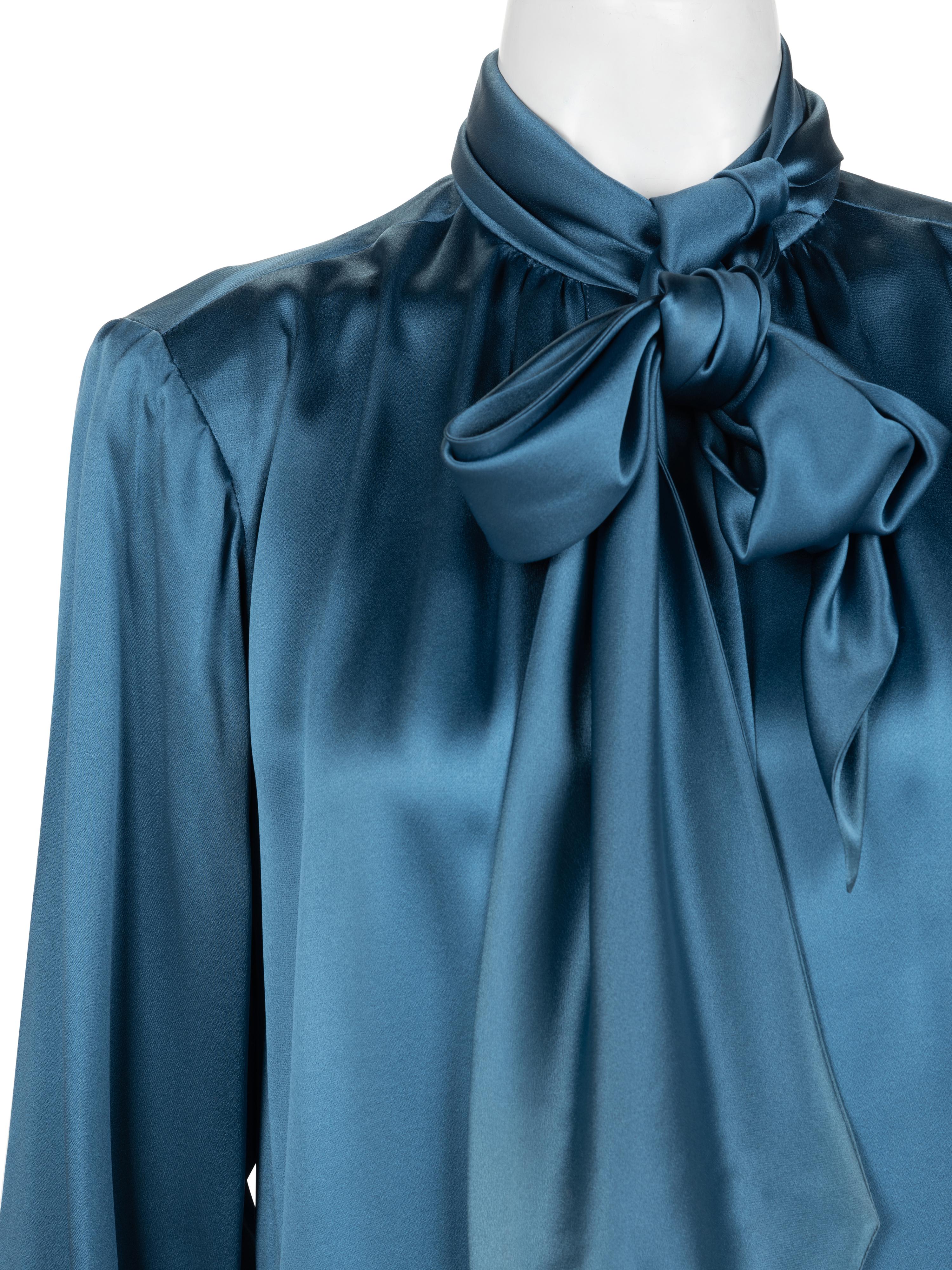 Three Yves Saint Laurent Haute Couture Silk Satin Blouses, 1979-81