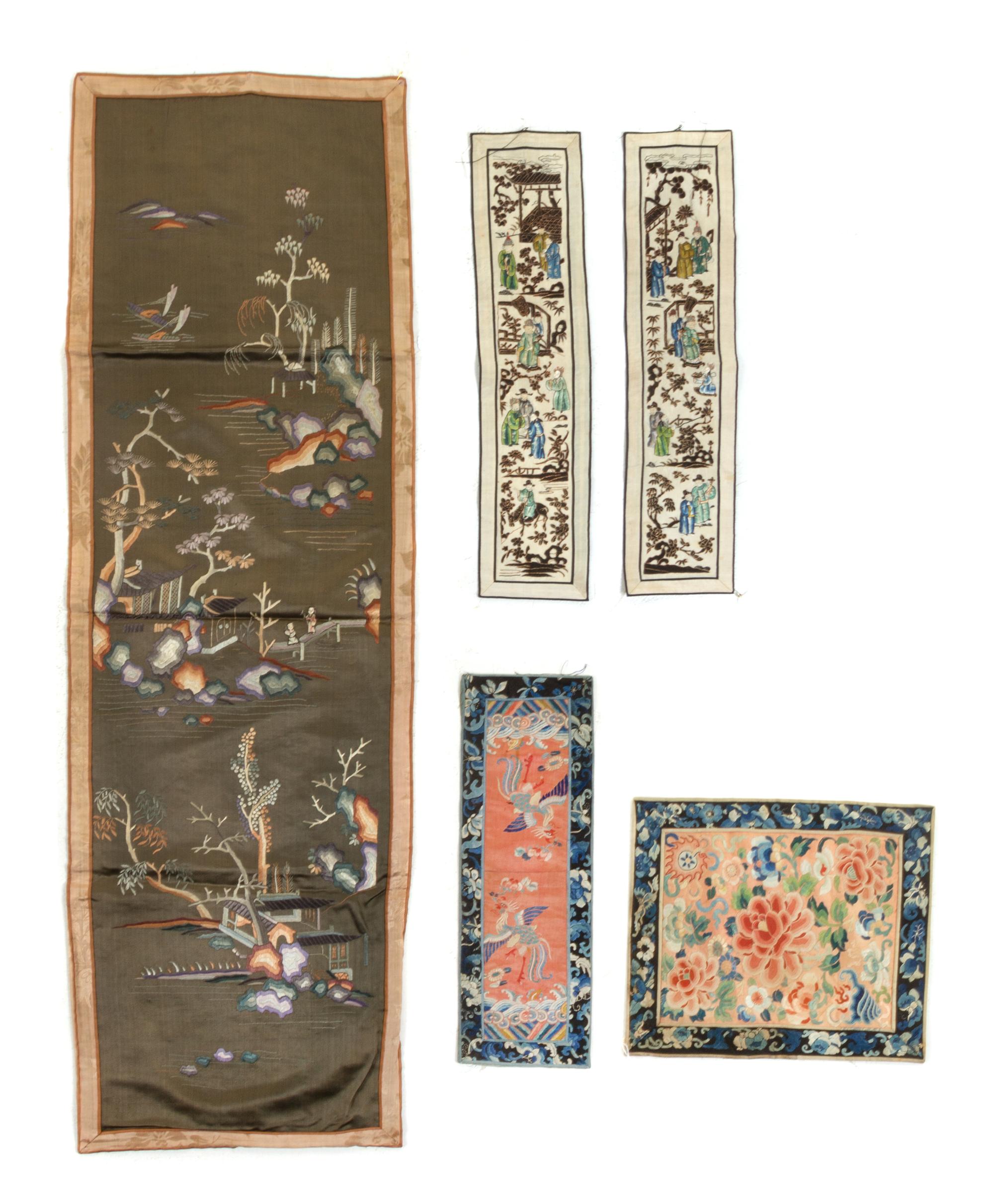 Thirty Embroidered Silk Articles