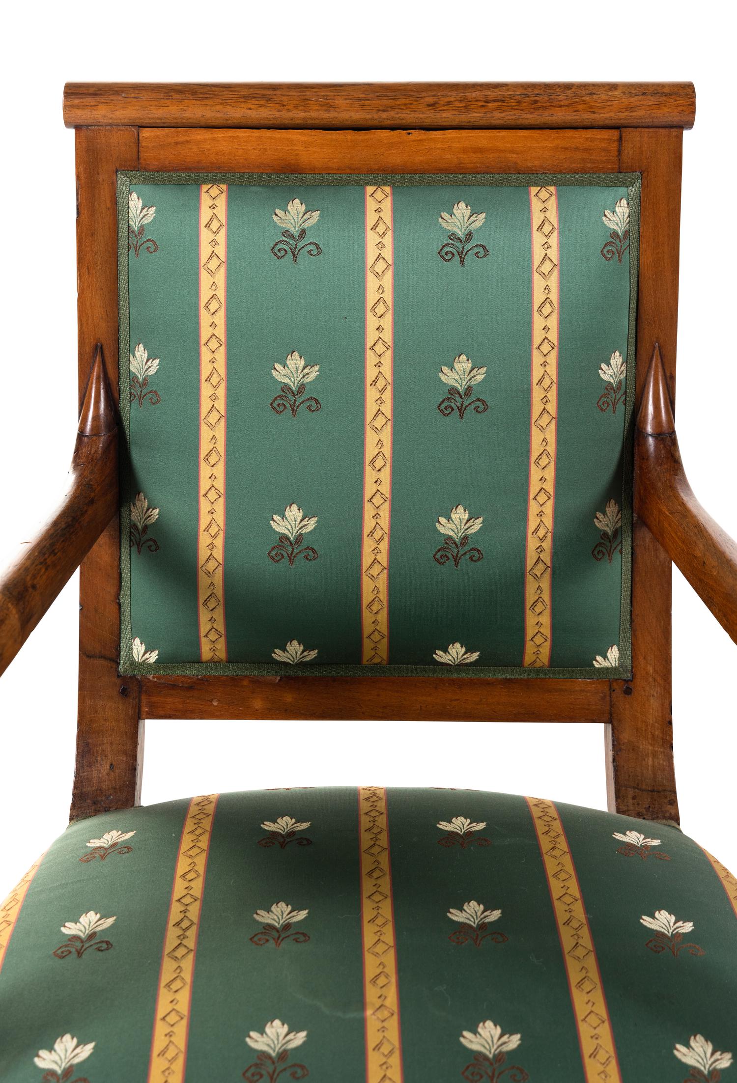 A Pair of Empire Walnut Fauteuils