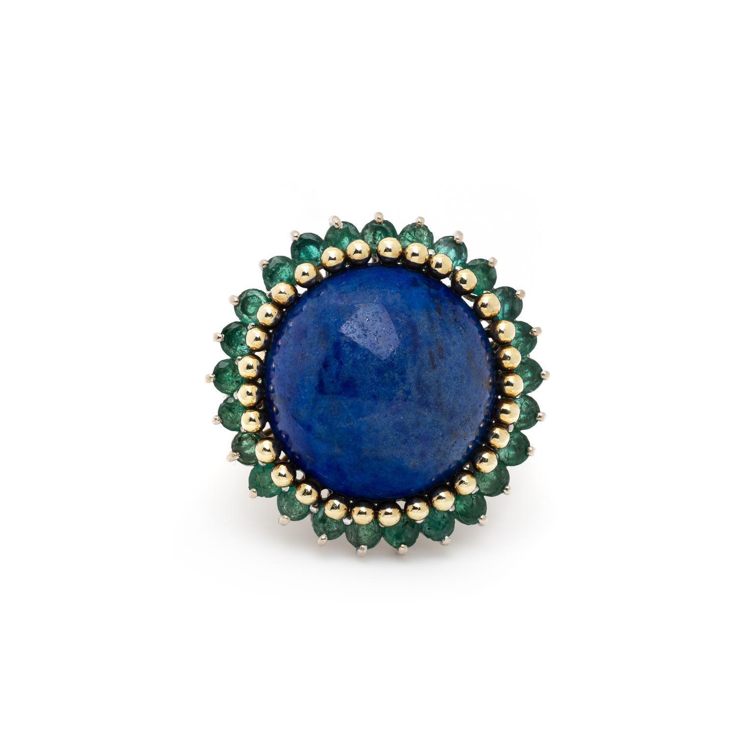 LAPIS LAZULI AND EMERALD RING