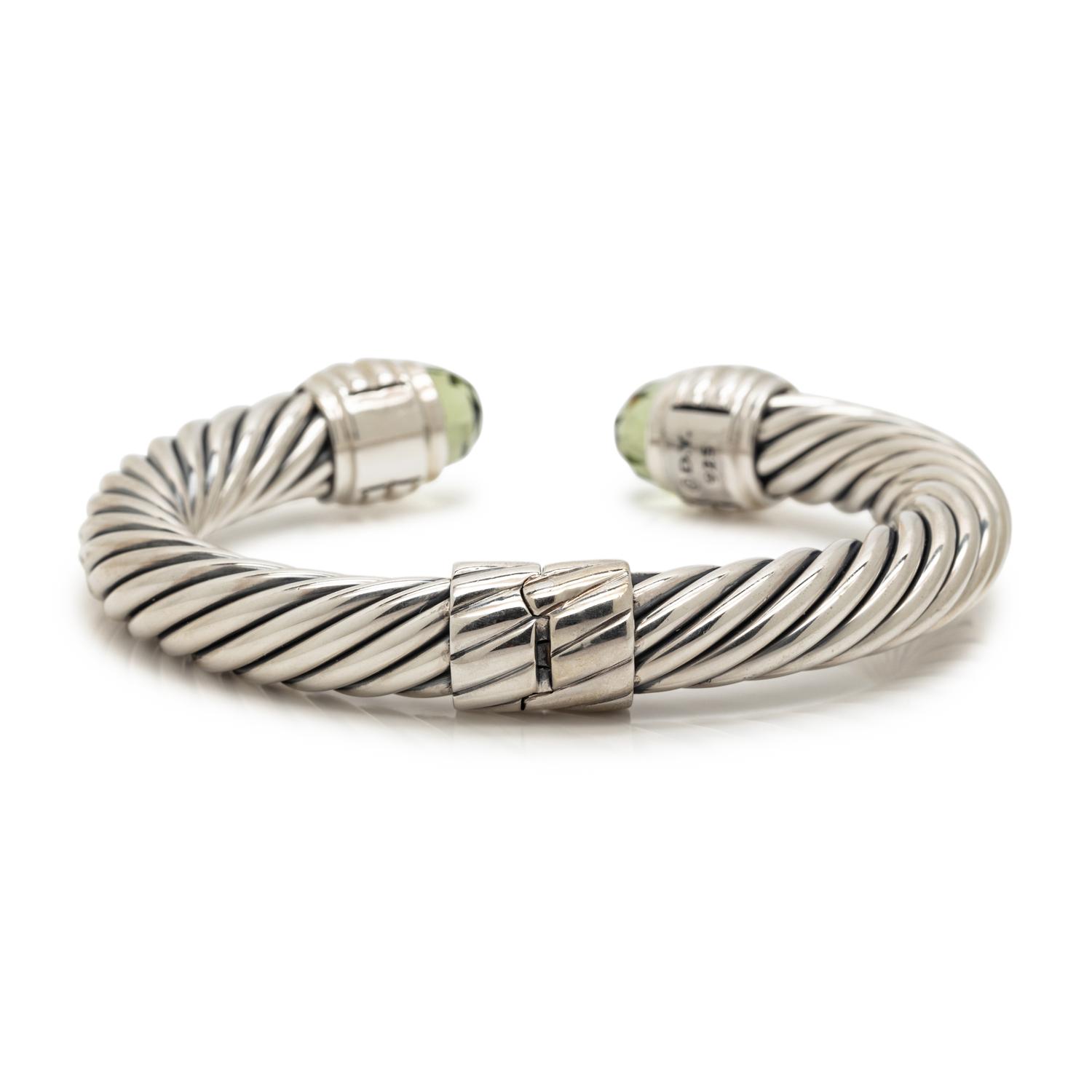 DAVID YURMAN, STERLING SILVER AND PRASIOLITE 'CABLE CLASSICS' CUFF BRACELET