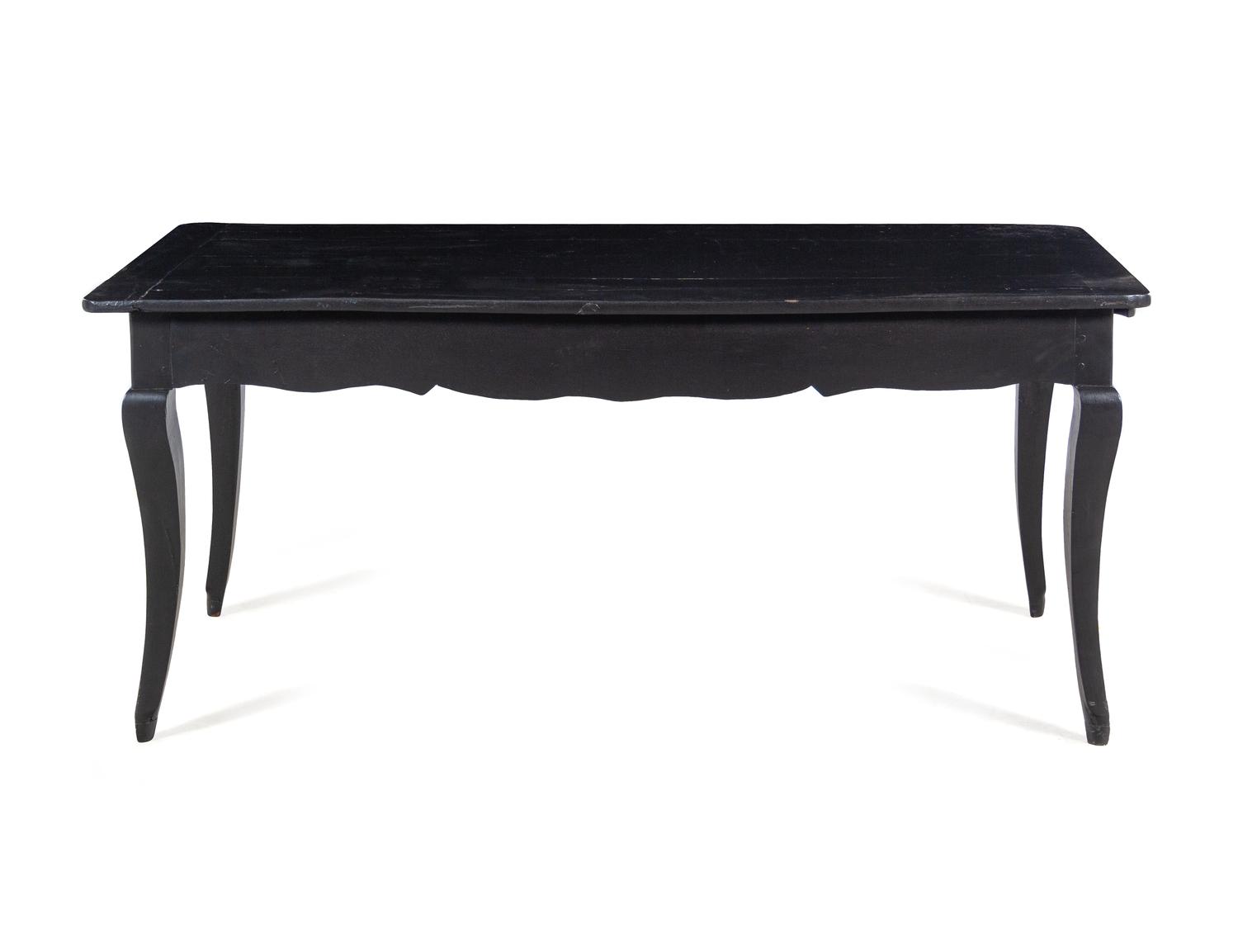 A Louis XV Provincial Ebonized Dining Table