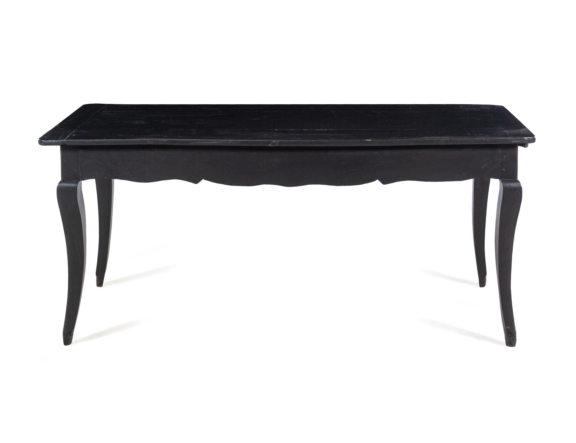 A Louis XV Provincial Ebonized Dining Table