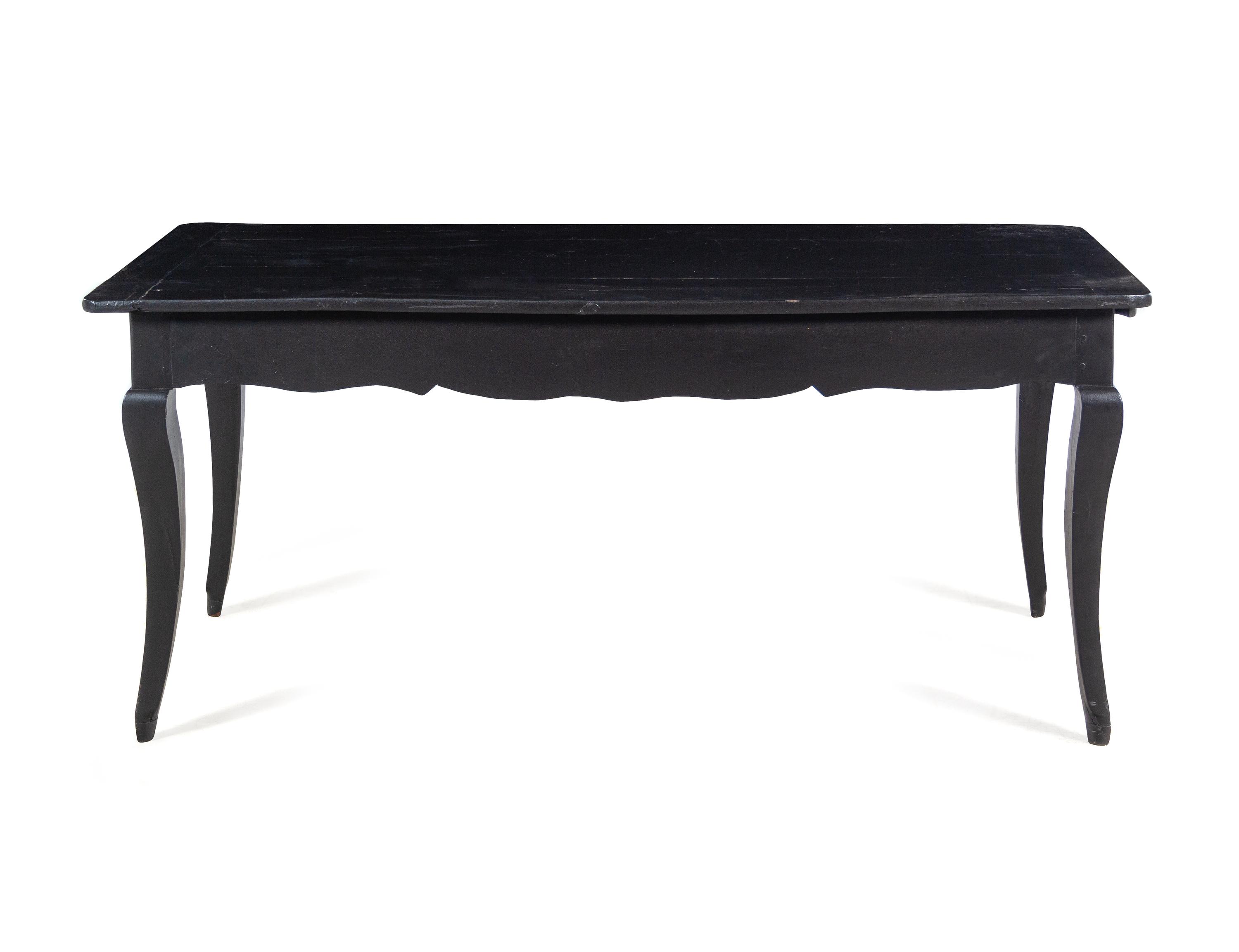 A Louis XV Provincial Ebonized Dining Table