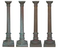 A Set of Four Patinated Bronze Garden Columns Height 81 1/2 inches.