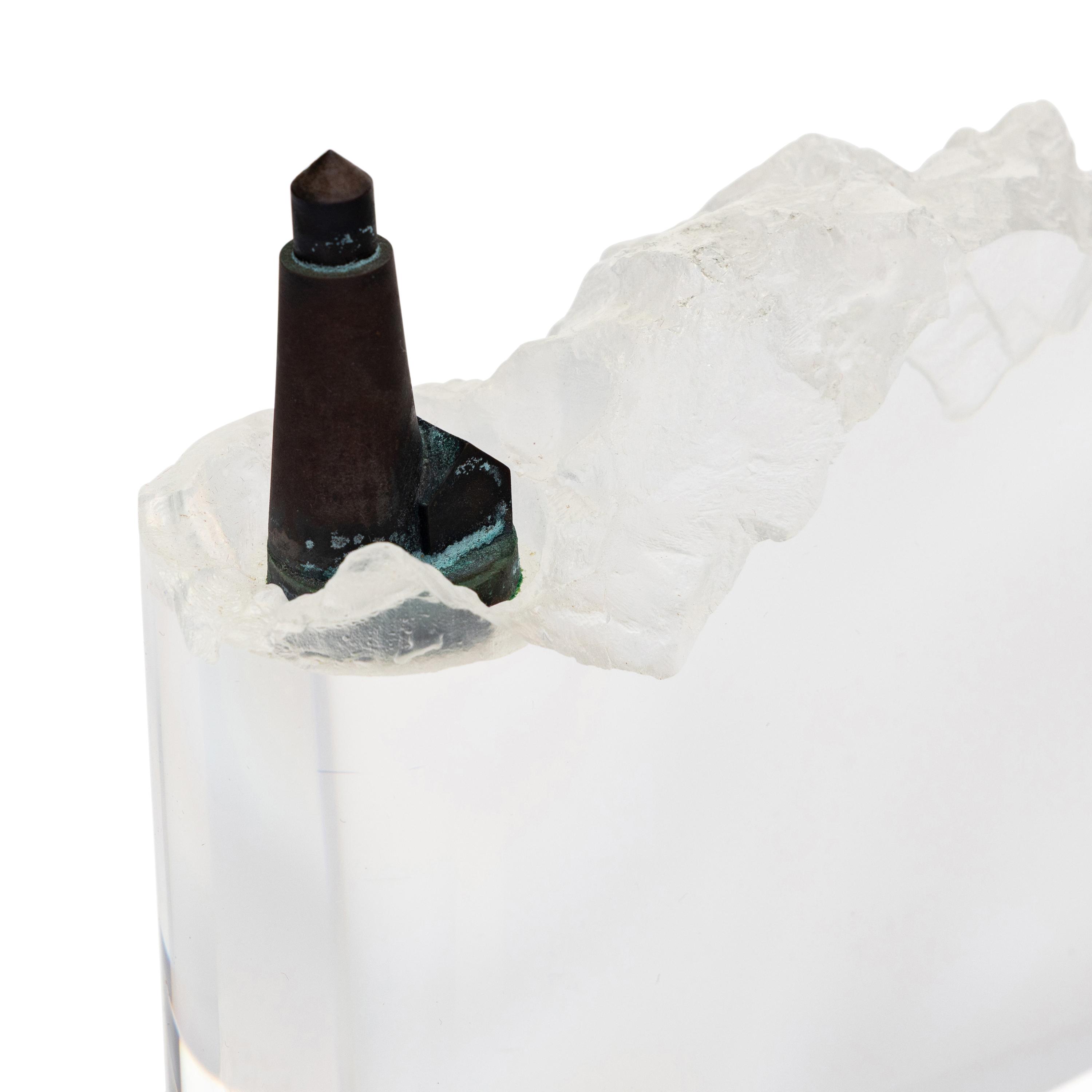 A Steuben Glass And Bronze Lighthouse Sculpture