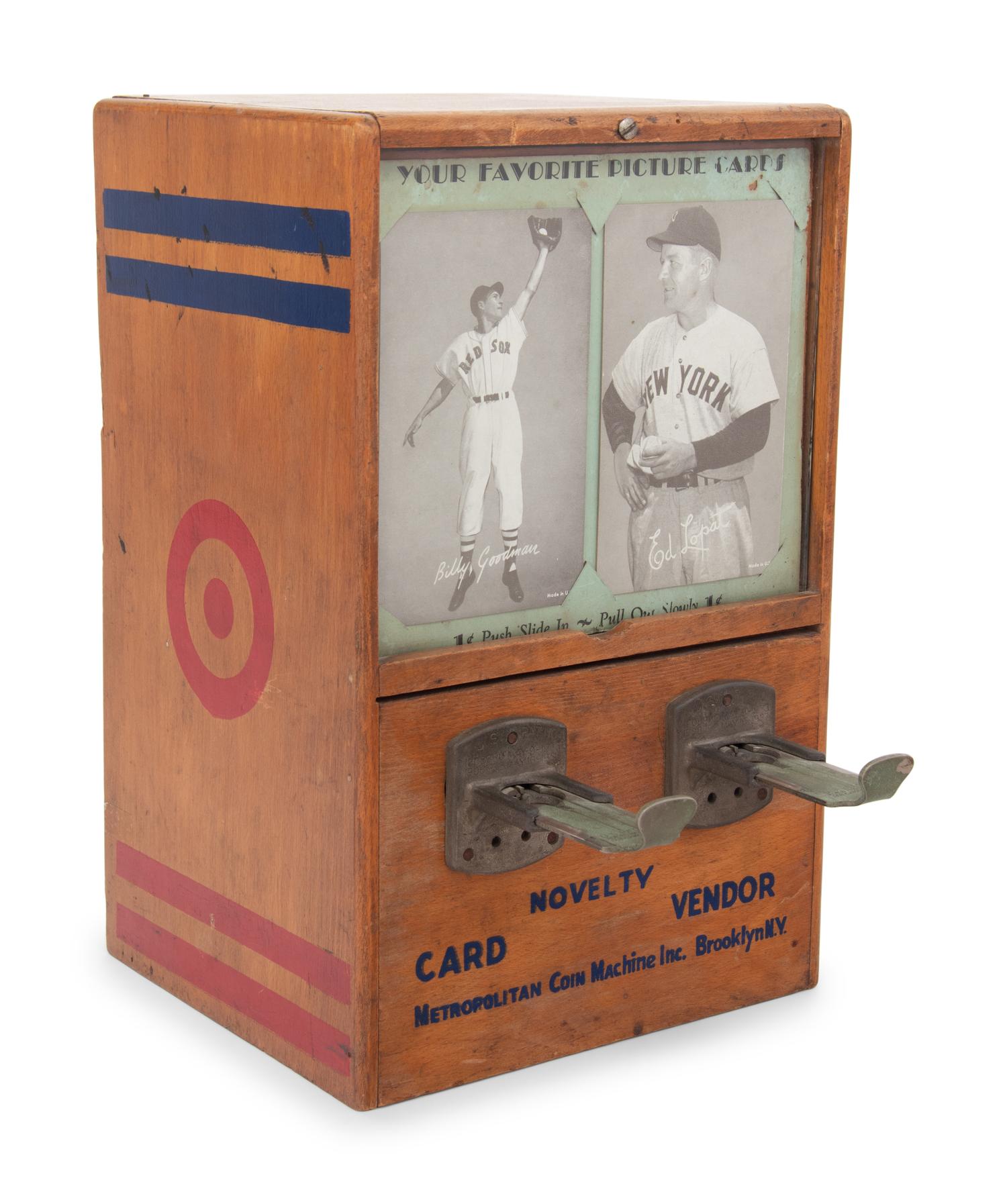 A Working 1940s Exhibit Co. Baseball Card Vending Machine,