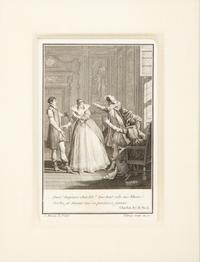 A Set of Four French Engravings of Courting Aristocrats in Ebonized and Giltwood Frames