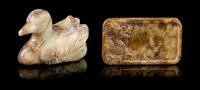 Two Chinese Jade Articles Length of duck 4 1/4 inches.