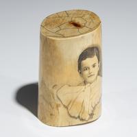 Double Scrimshawed Portrait of Della and Johnny Beau ca 1904