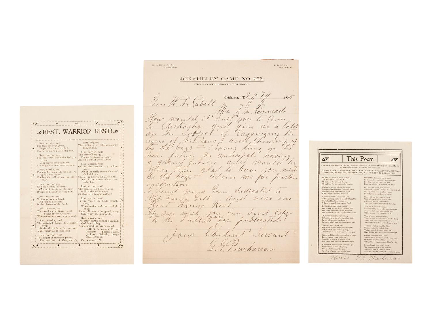 [RECONSTRUCTION]. Dabney MAURY ALS to BEAUREGARD. 1873. [With:] Confederate veteran ephemera.