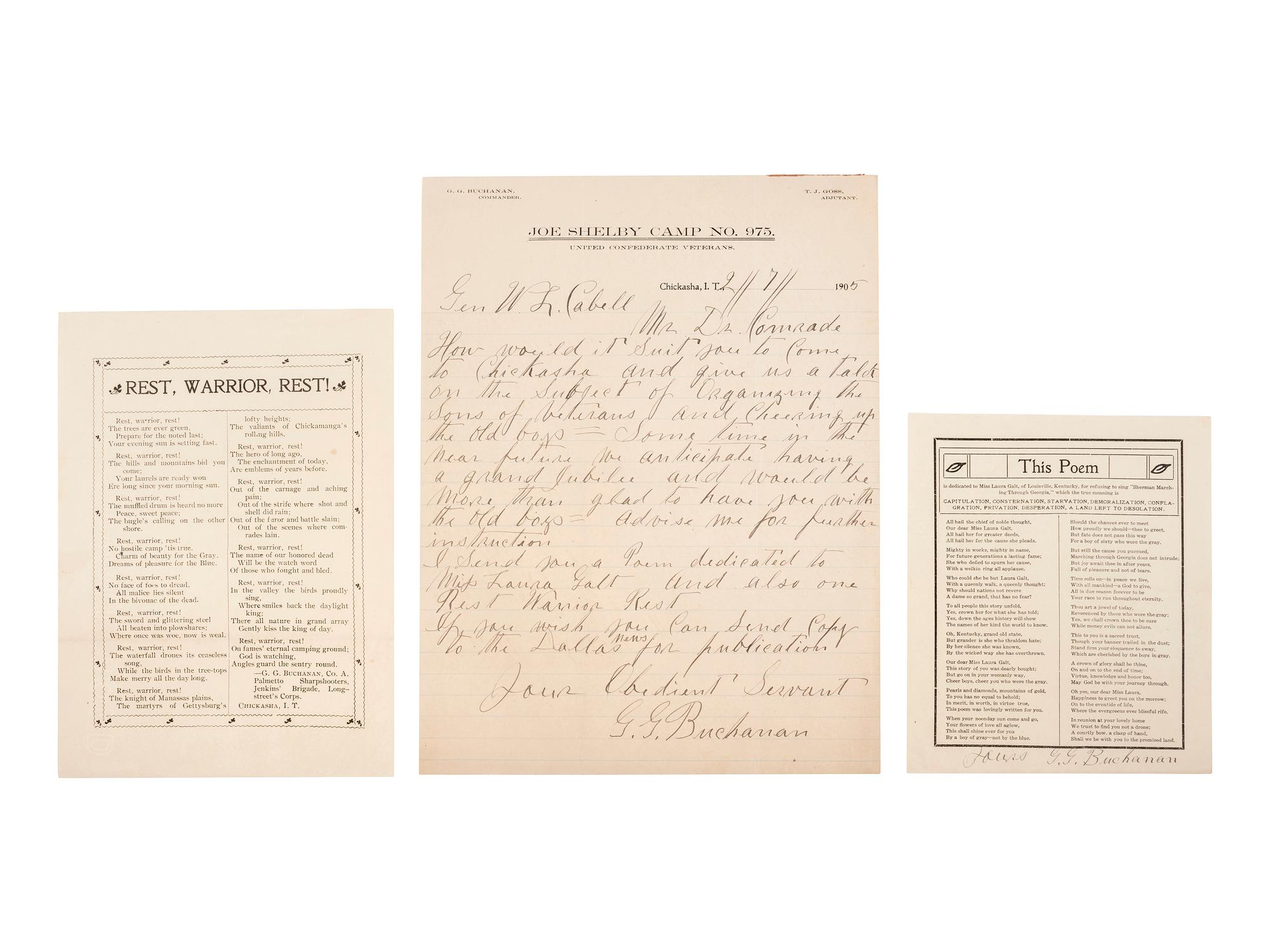 [RECONSTRUCTION]. Dabney MAURY ALS to BEAUREGARD. 1873. [With:] Confederate veteran ephemera.