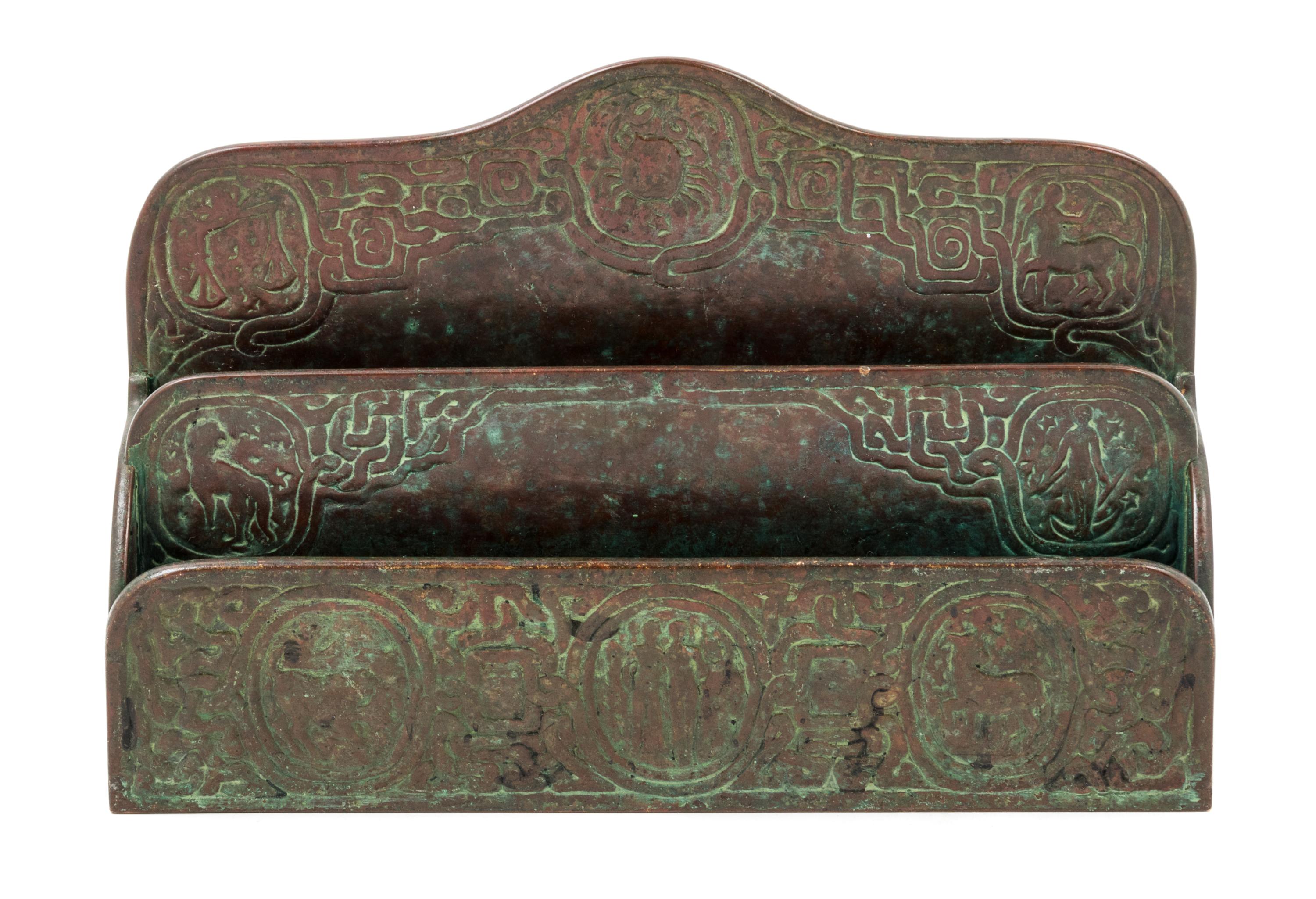 Tiffany Studios, EARLY 20TH CENTURY, a Zodiac pattern letter holder (418)