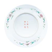 A Pair of Chinese Famille Jaune Porcelain 'Longevity' Plates