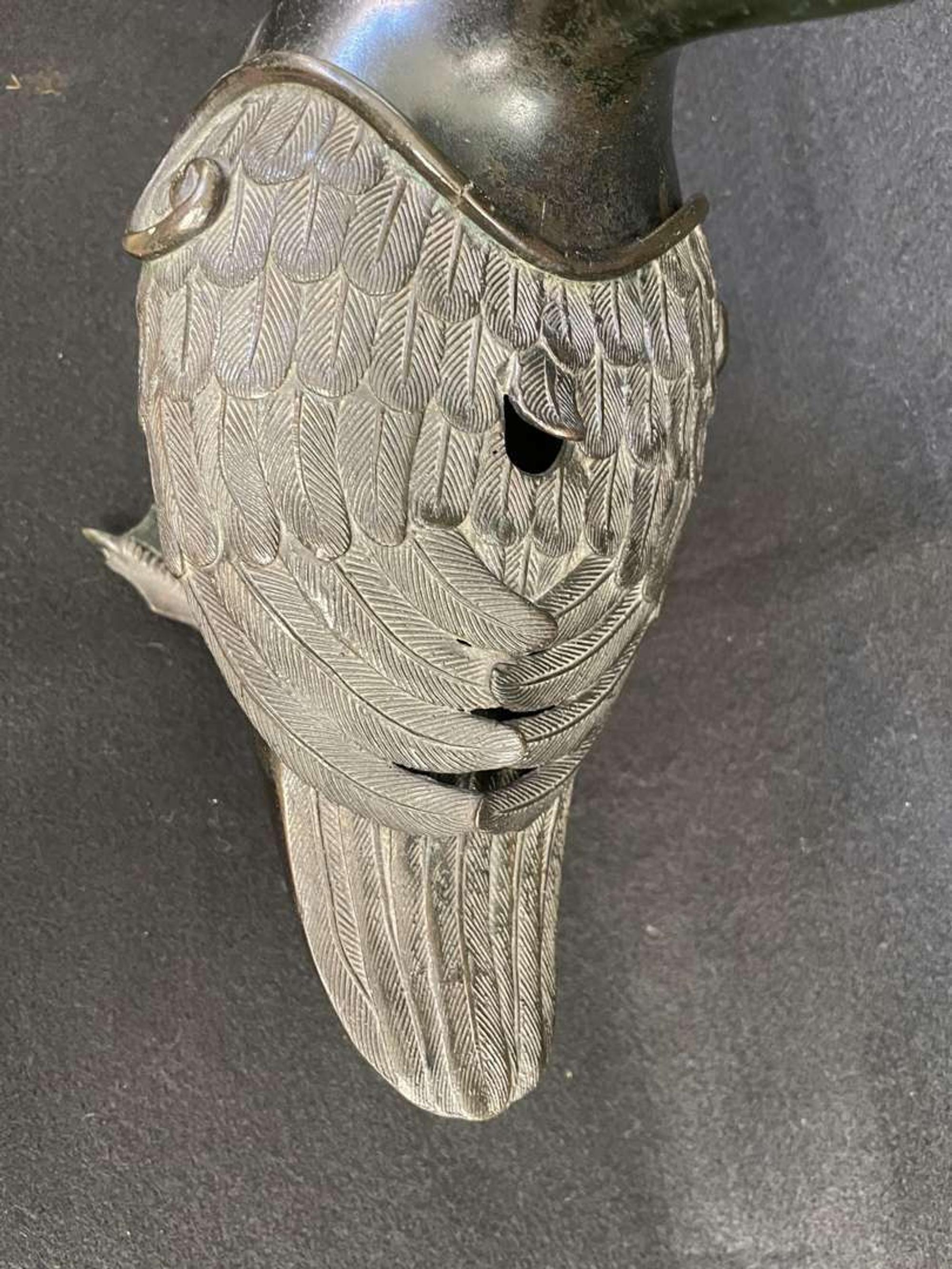 A patinated bronze goose-form incense burner 铜加漆鹅形香炉一件 Late 18th to 19th century ???????????