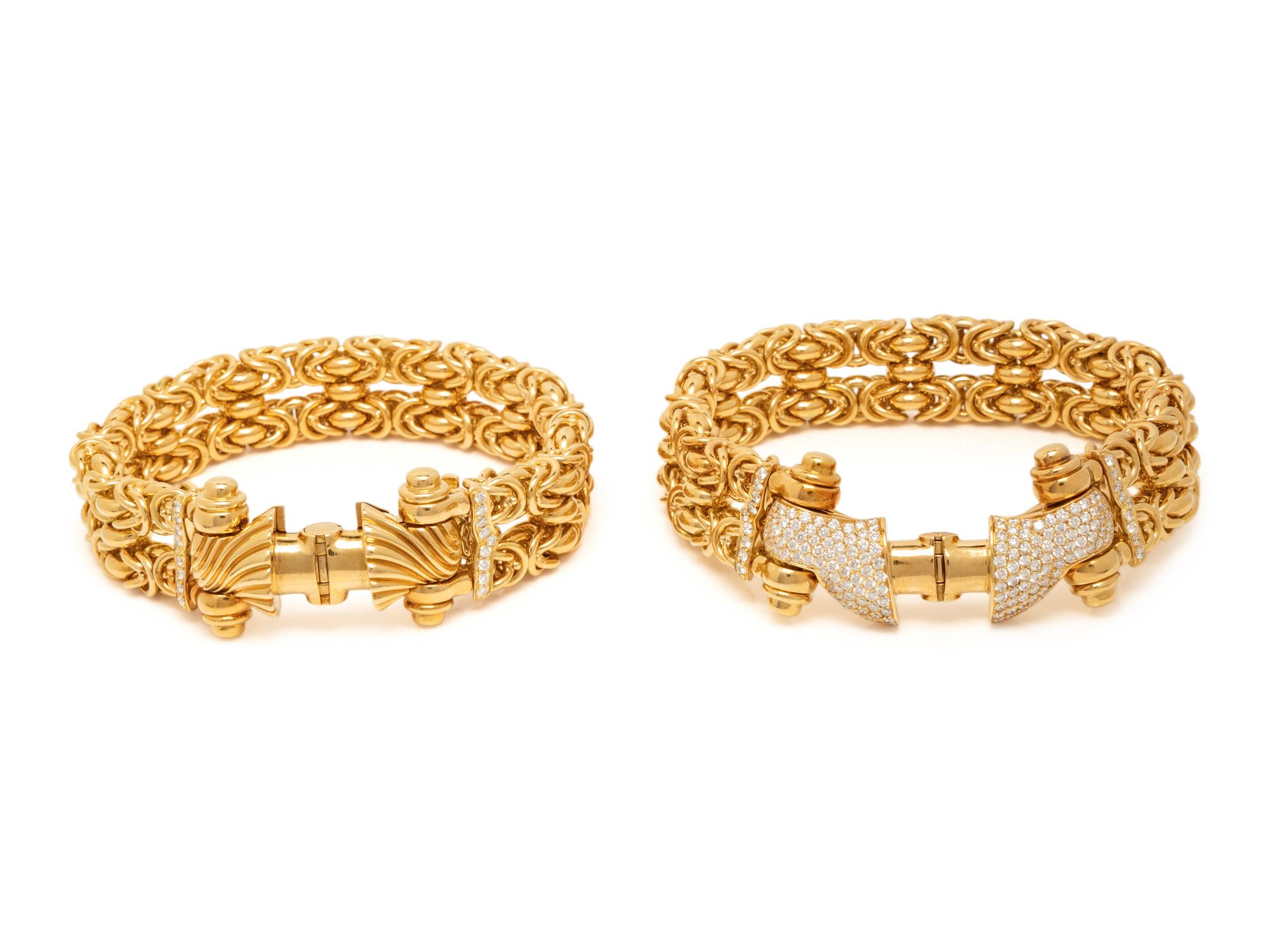 YELLOW GOLD AND DIAMOND CONVERTIBLE BRACELETS