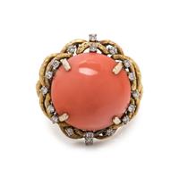 CORAL AND DIAMOND RING