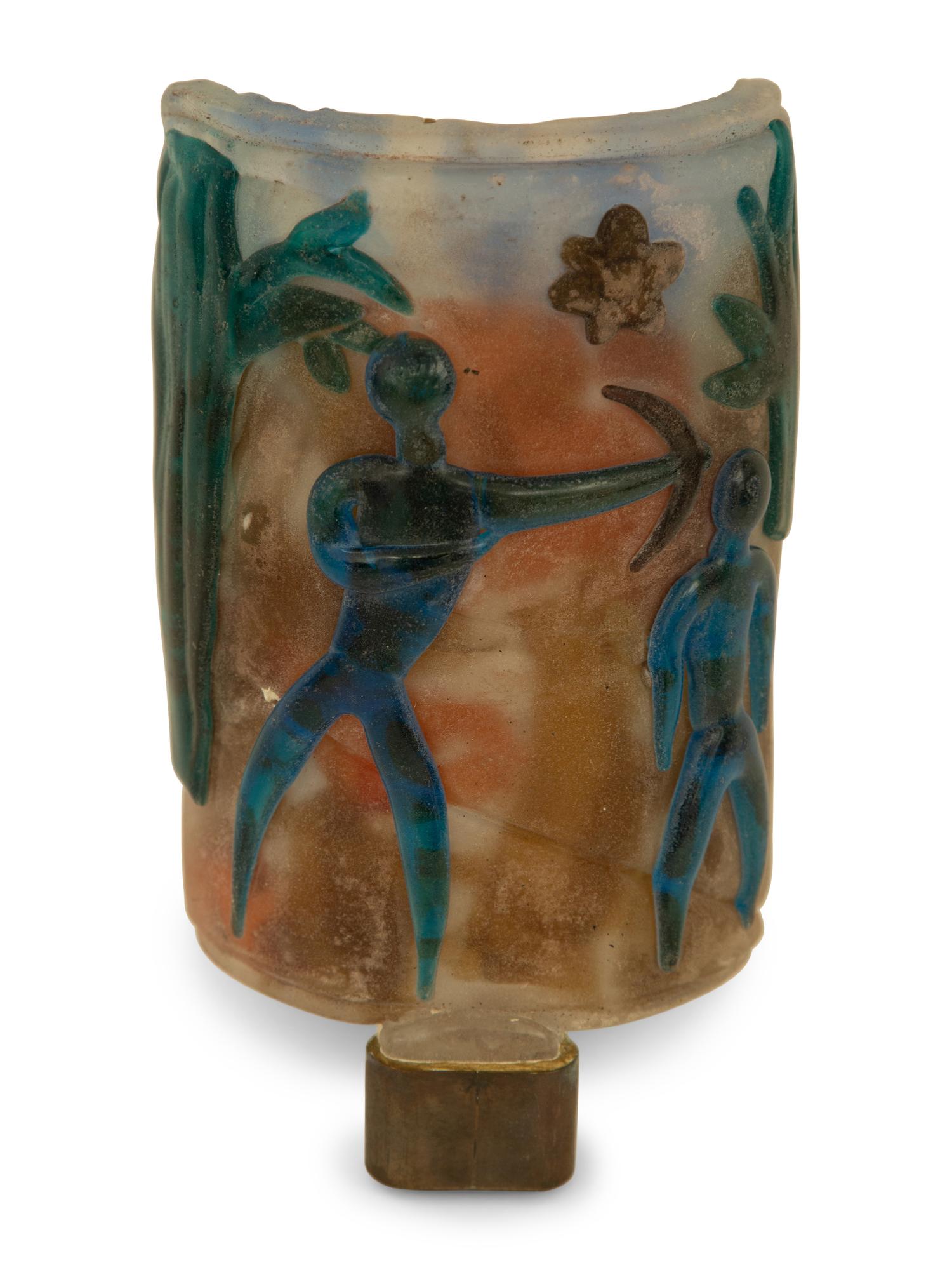 A Pair of Venetian Scavo Glass Wall Sconces with Bronze Mounts