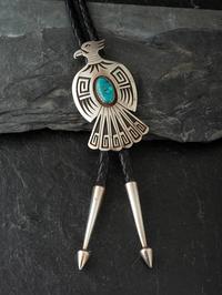 Sterling Silver and Turquoise Thunderbird Bolo Tie
