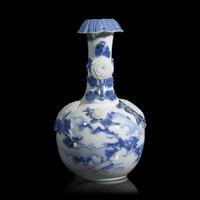 A Japanese Hirado Blue and White "Chrysanthemums" Vase, Late Edo to Meiji Period
