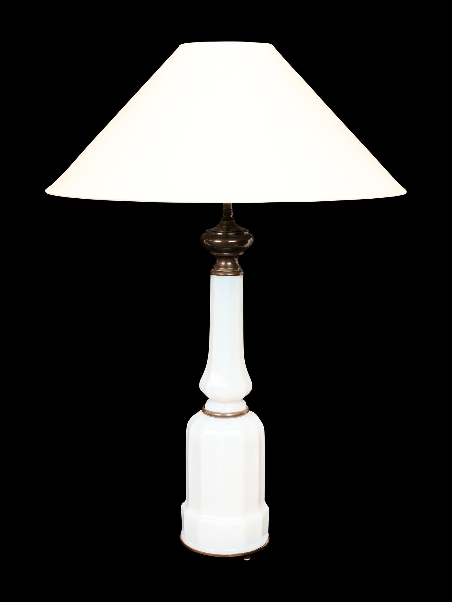 A Pair of Opaline Glass Lamps