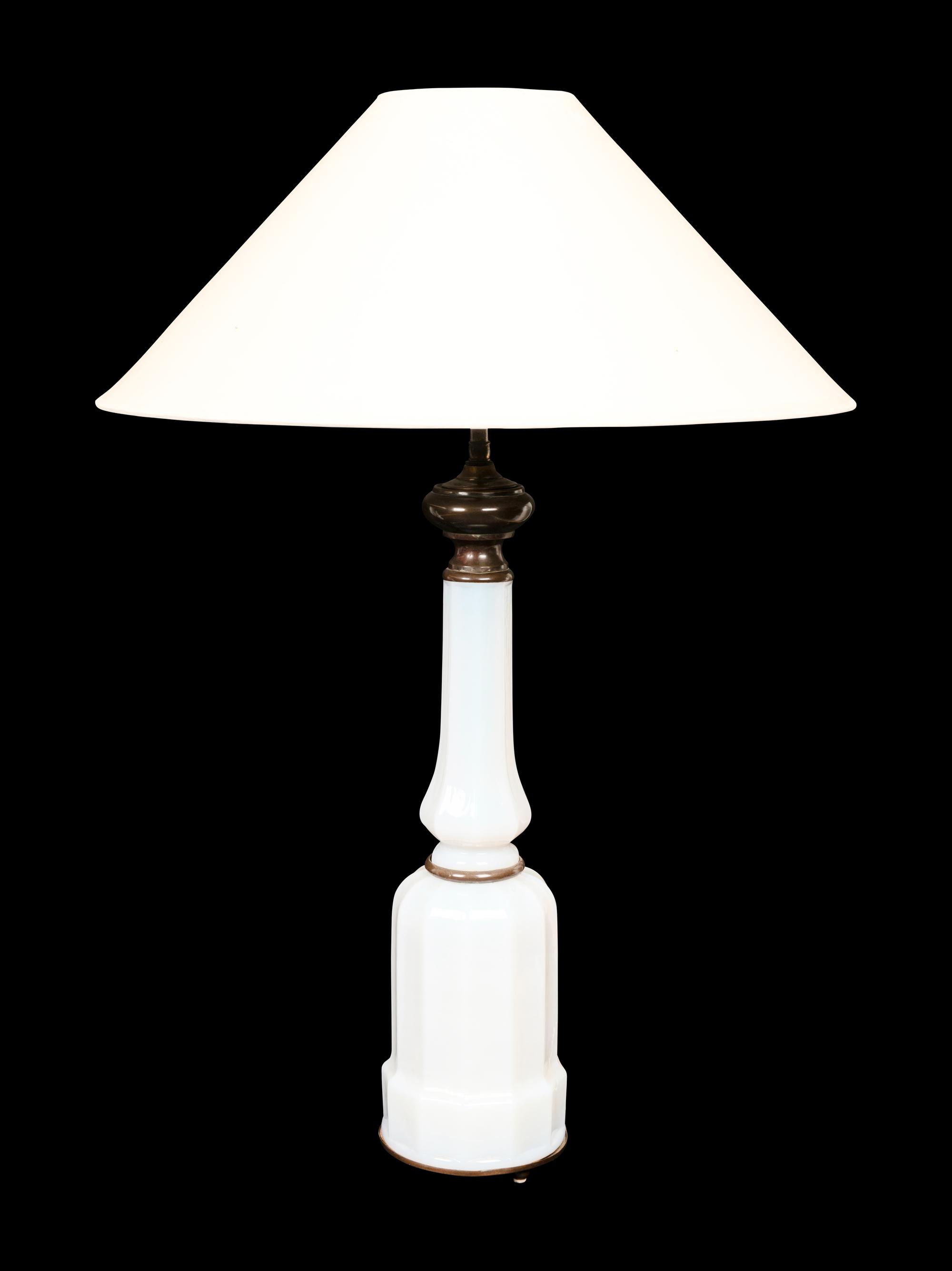 A Pair of Opaline Glass Lamps