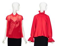SCHIAPARELLI & BALENCIAGA, TWO RED BLOUSES