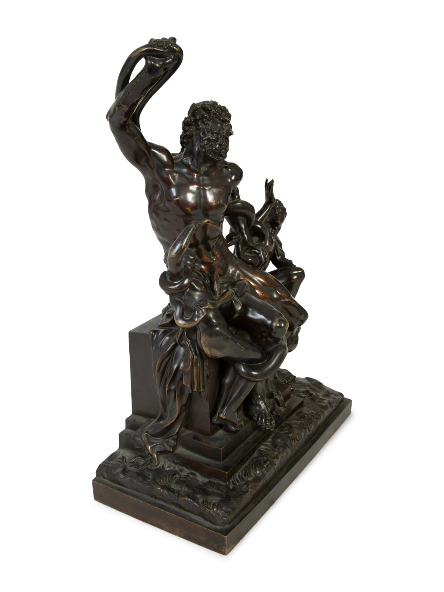 A Continental Patinated Bronze Figural Group After Agesander of Rhodes Depicting Laocoon and His Sons — 19TH CENTURY