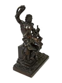 A Continental Patinated Bronze Figural Group After Agesander of Rhodes Depicting Laocoon and His Sons — 19TH CENTURY