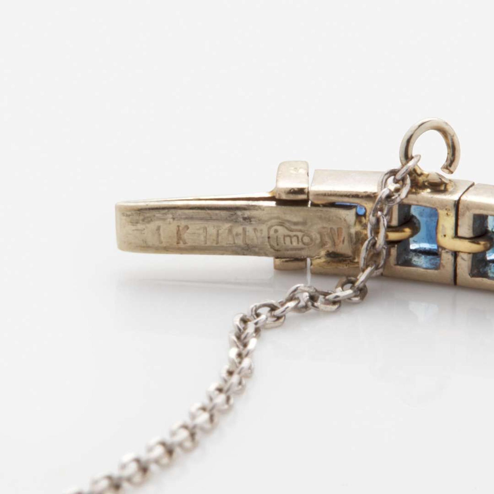 A 14K White Gold, Sapphire, and Diamond Bracelet