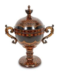 A Tunbridge Ware Macassar Ebony and Marquetry Footed Table Casket