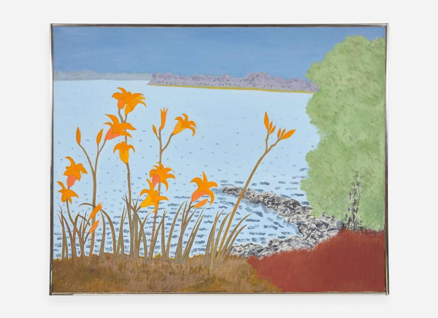 March Avery (American, b. 1932), Lilies by the Lake