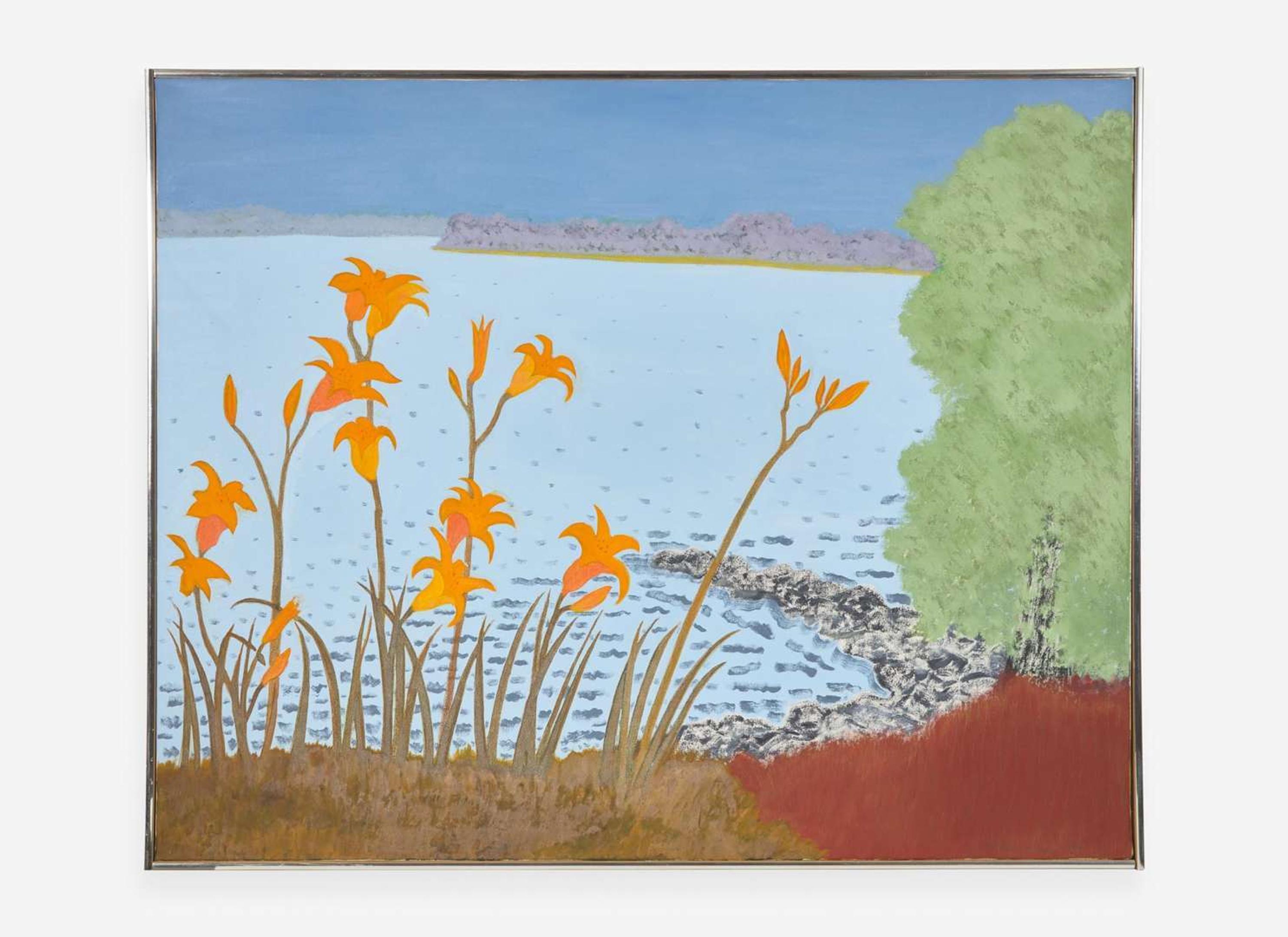 March Avery (American, b. 1932), Lilies by the Lake