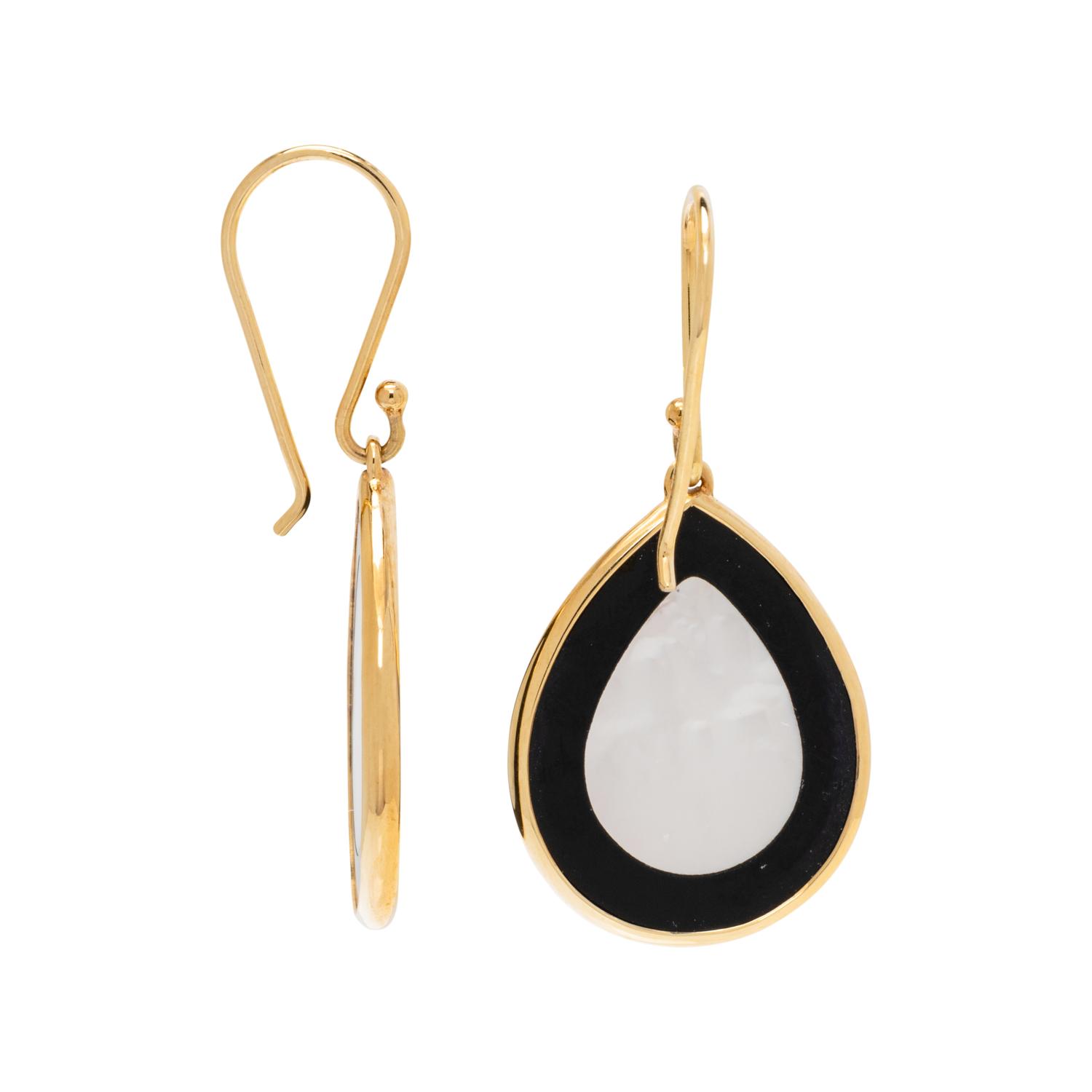 IPPOLITA, MOTHER-OF-PEARL AND ONYX 'POLISHED ROCK CANDY' EARRINGS