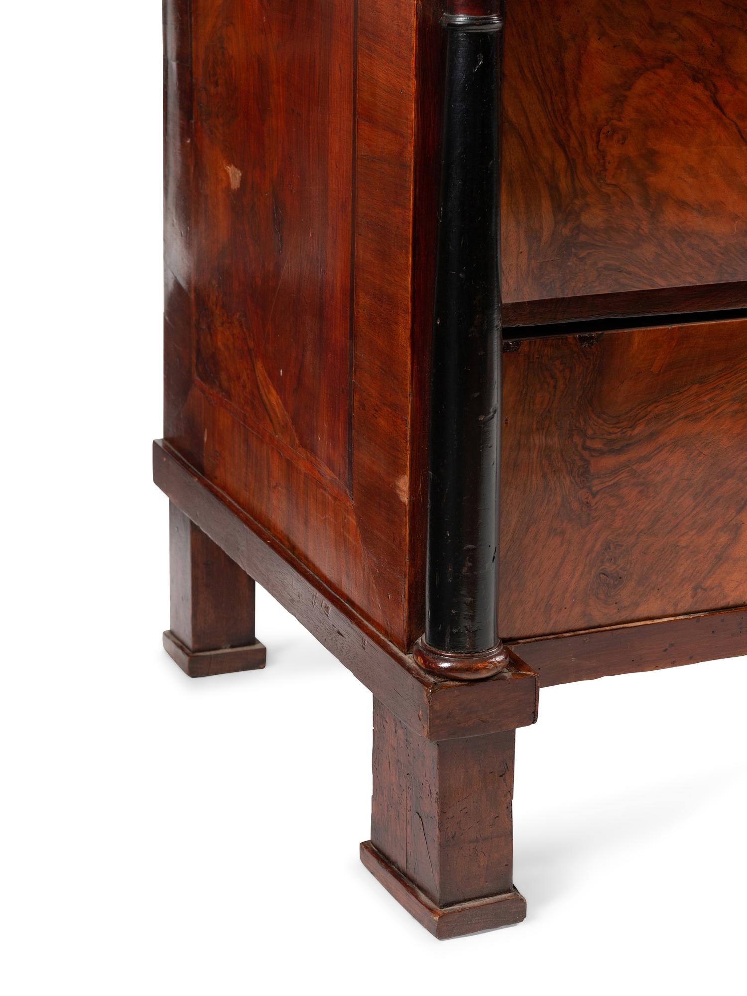 An Italian Parcel Ebonized Burl Walnut Cabinet-on-Chest