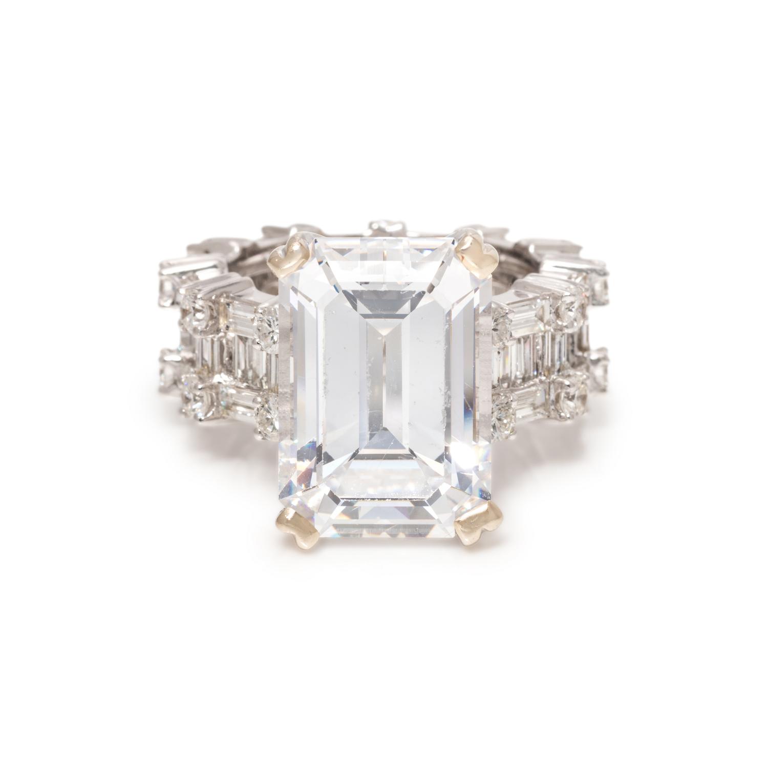 CUBIC ZIRCONIA AND DIAMOND RING