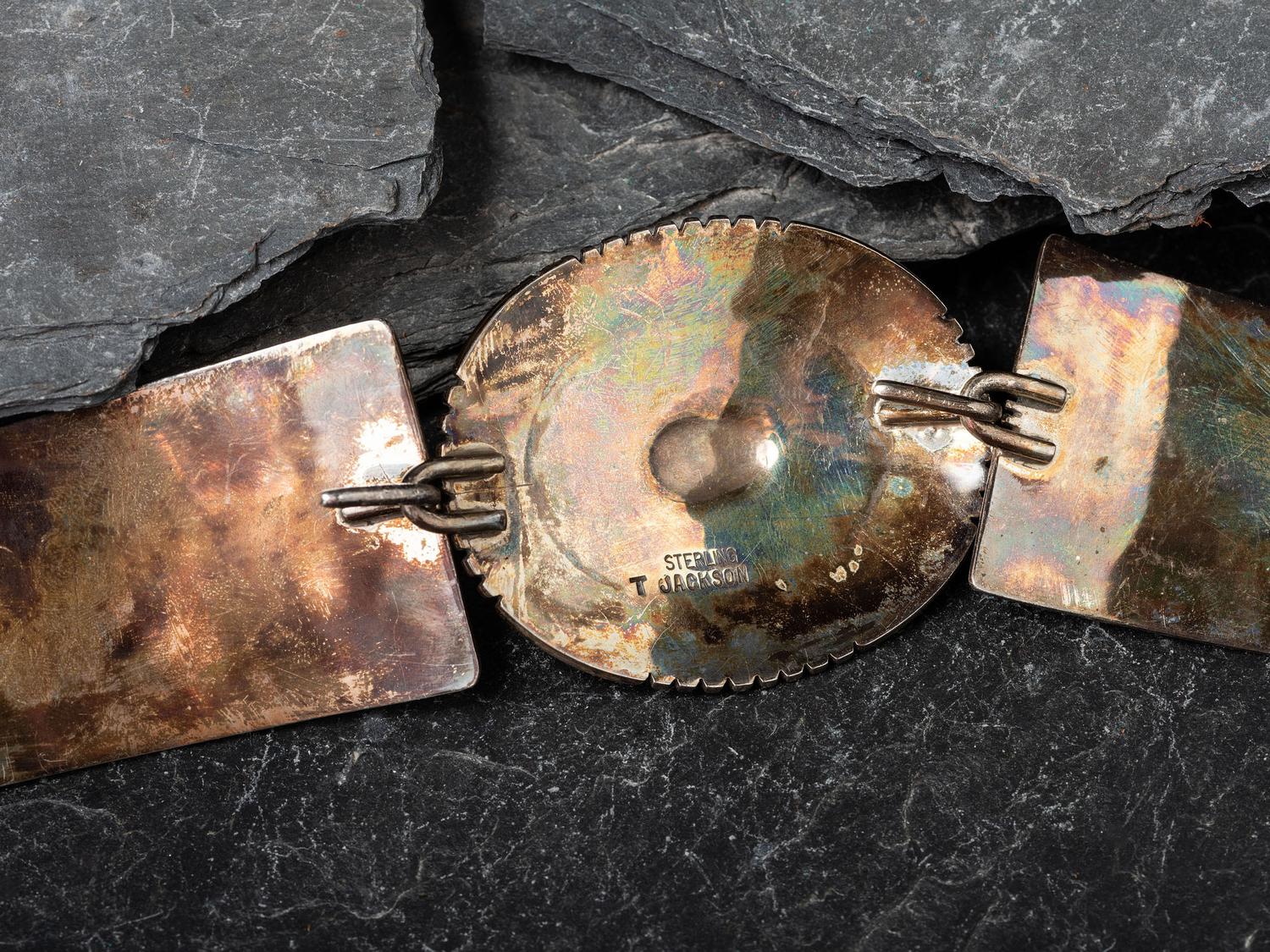 Sterling Silver and Lapis Link Belt Buckle, with Royal Blue Leather Belt