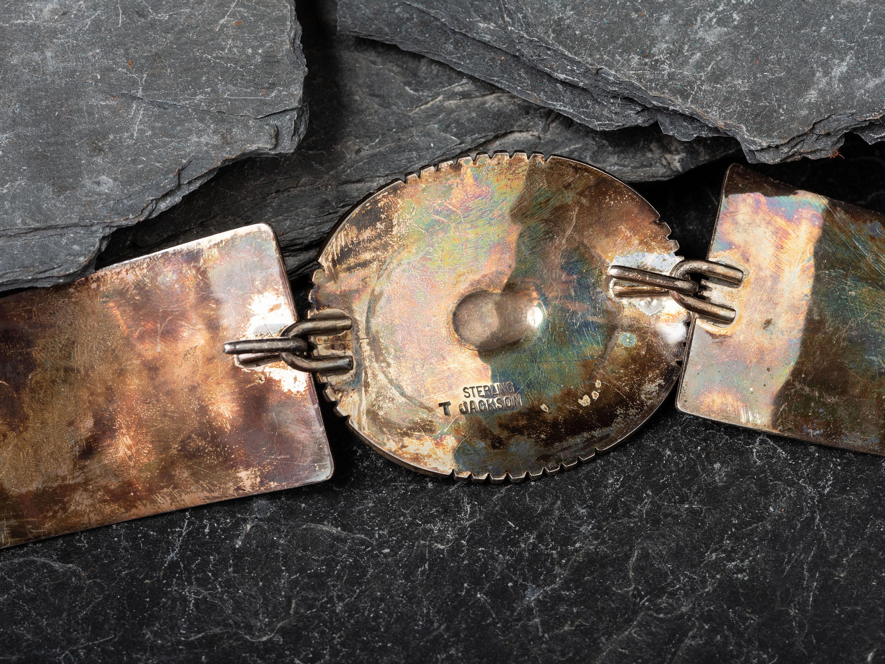 Sterling Silver and Lapis Link Belt Buckle, with Royal Blue Leather Belt