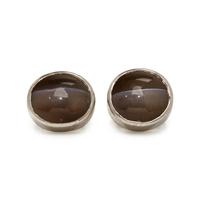 WHITE GOLD AND CAT'S EYE SILLIMANITE CUFFLINKS